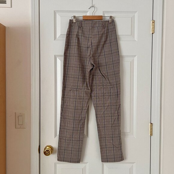 Nasty Gal Plaid Straight-Leg Trousers - Picture 4 of 7